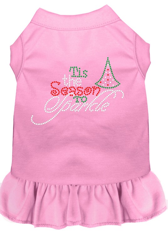 Tis the Season to Sparkle Rhinestone Dog Dress Light Pink Med